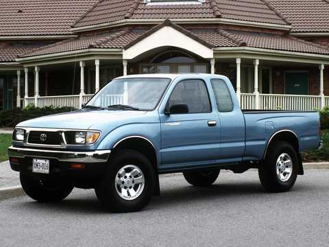 Front/Side  of Toyota Tacoma Extended Cab 3.4 V6 4WD Automatic, 193hp, 1995 