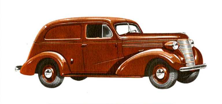 Fram/Sida av Chevrolet Master Sedan Delivery 3.5 Manuell, 86hk, 1938 