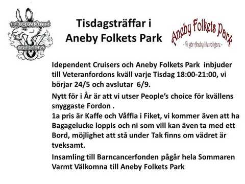 Tisdagsträffar i Aneby Folkets Park 2019 Tisdag vecka 30