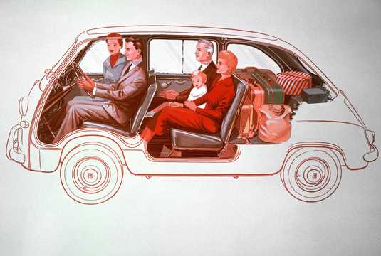 Side  of Fiat 600 Multipla 0.6 Manual, 22hp, 1956 
