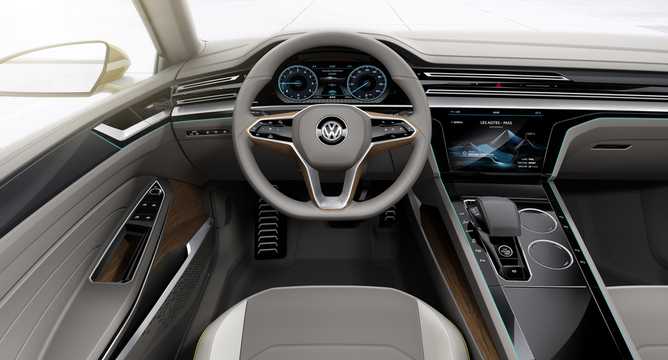 Interior of Volkswagen Sport Coupé Concept GTE 3.0 V6 TSI Hybrid 4Motion Automatic, 380hp, 2015 