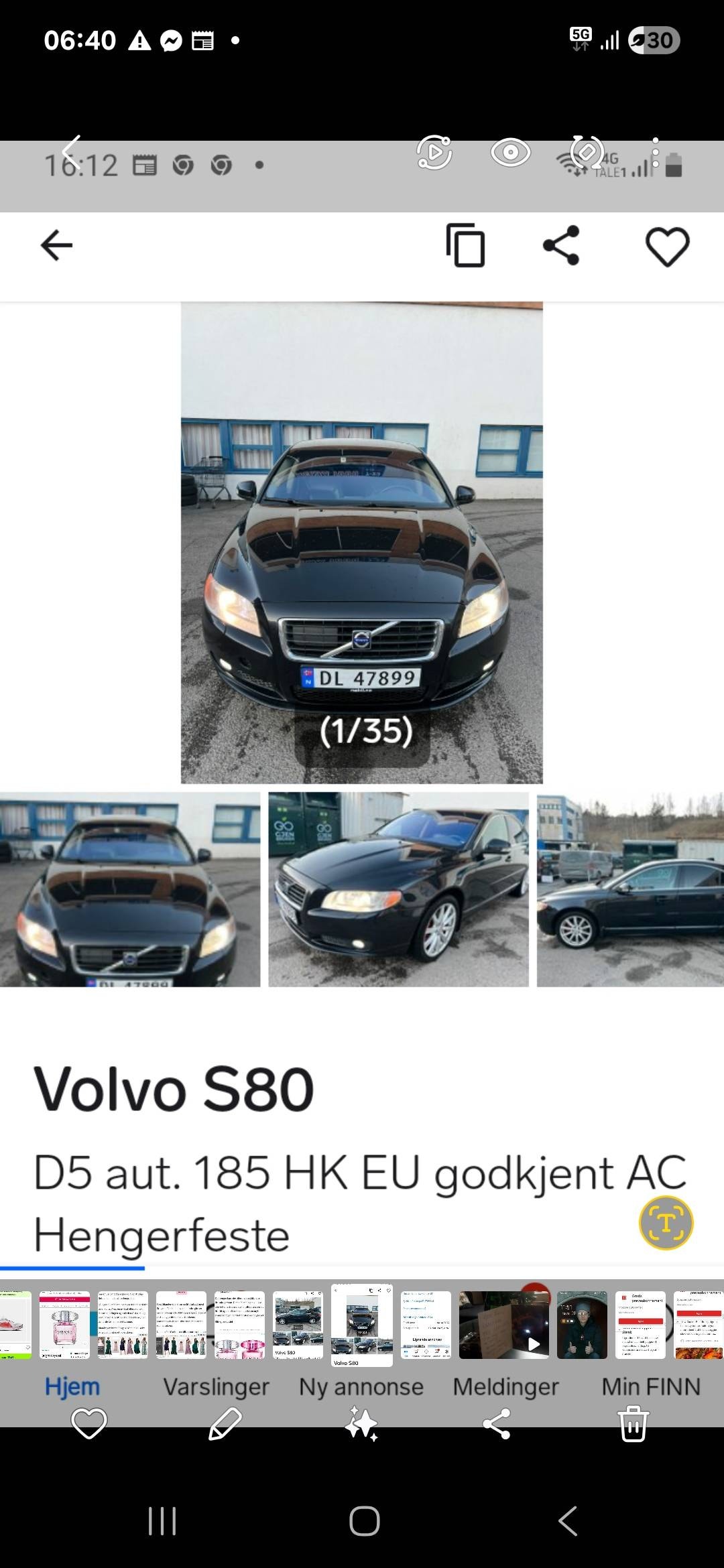 Volvo S80 D5 Geartronic, 6-trins, 185ps, 2007