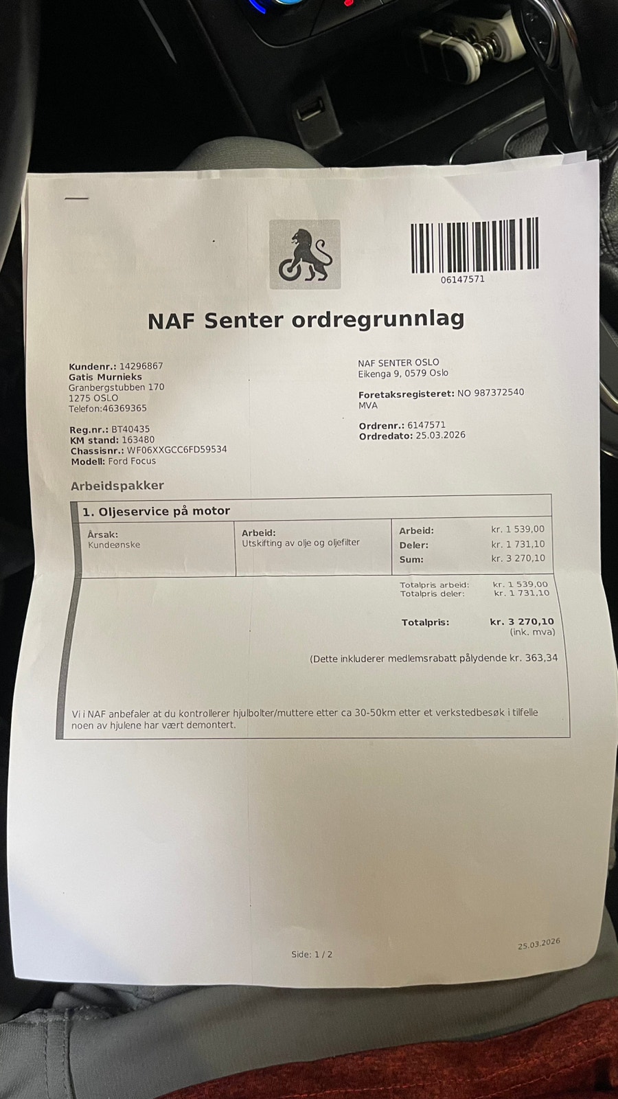 Ford Focus Combi 1.5 TDCi Powershift 6, 6-trins, 120ps, 2015