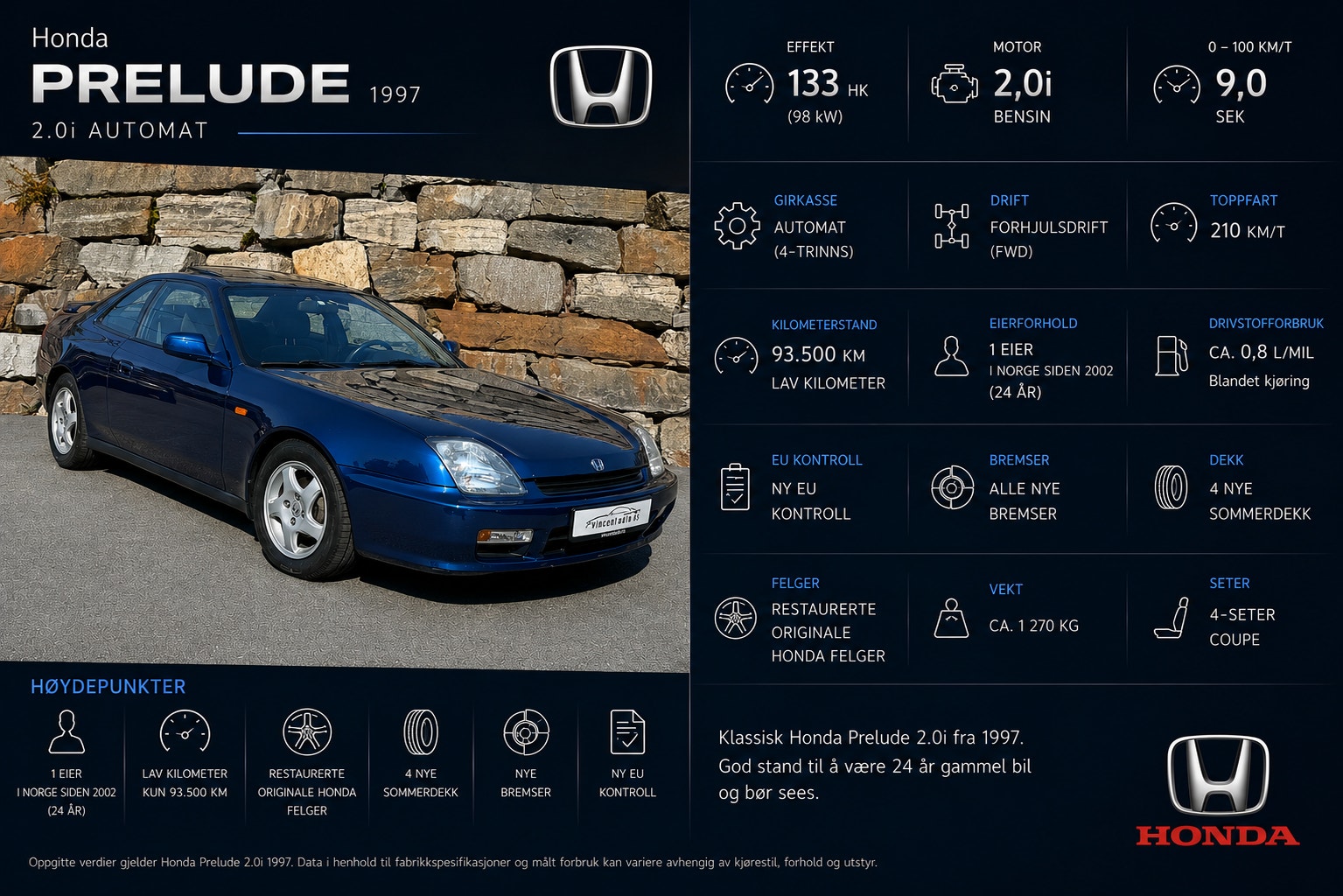 Honda Prelude 2.0 Automatisk, 133hk, 1997