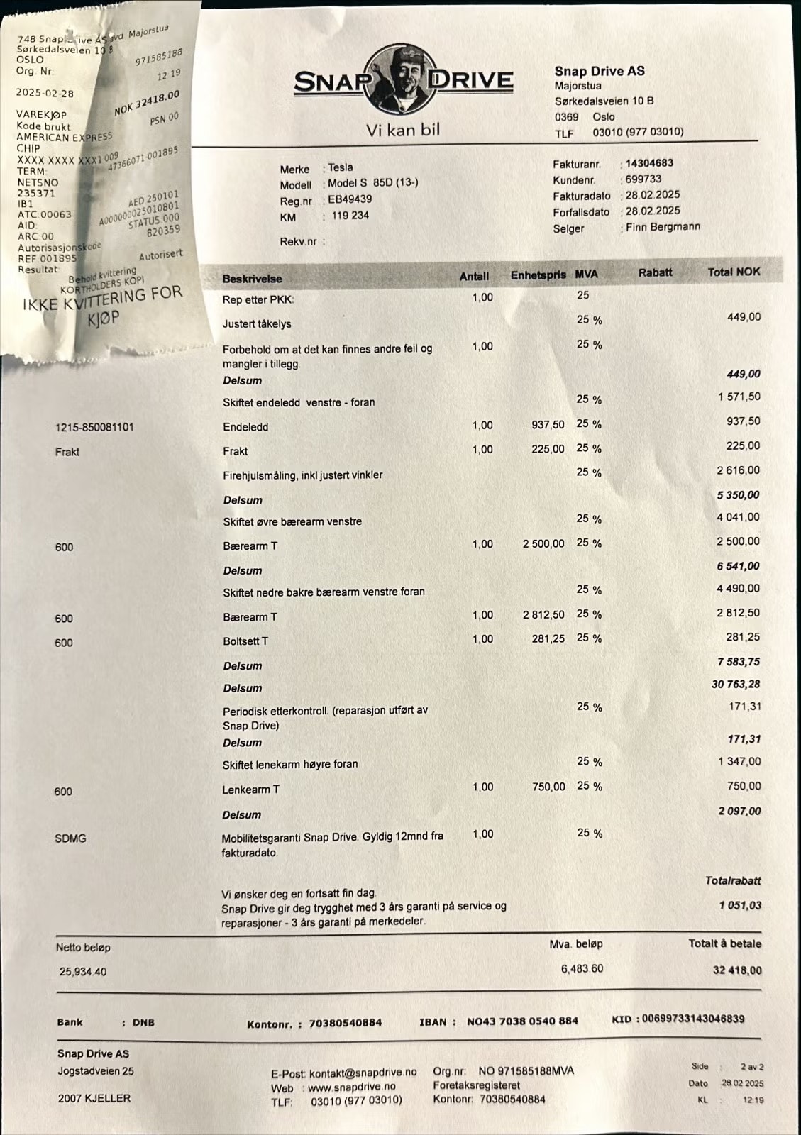 Tesla Model S P85D, 511hk, 2015