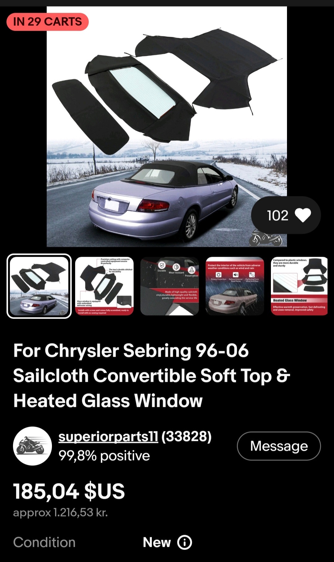 Chrysler Sebring Convertible 2.7 V6 Automatic, 203hp, 2001