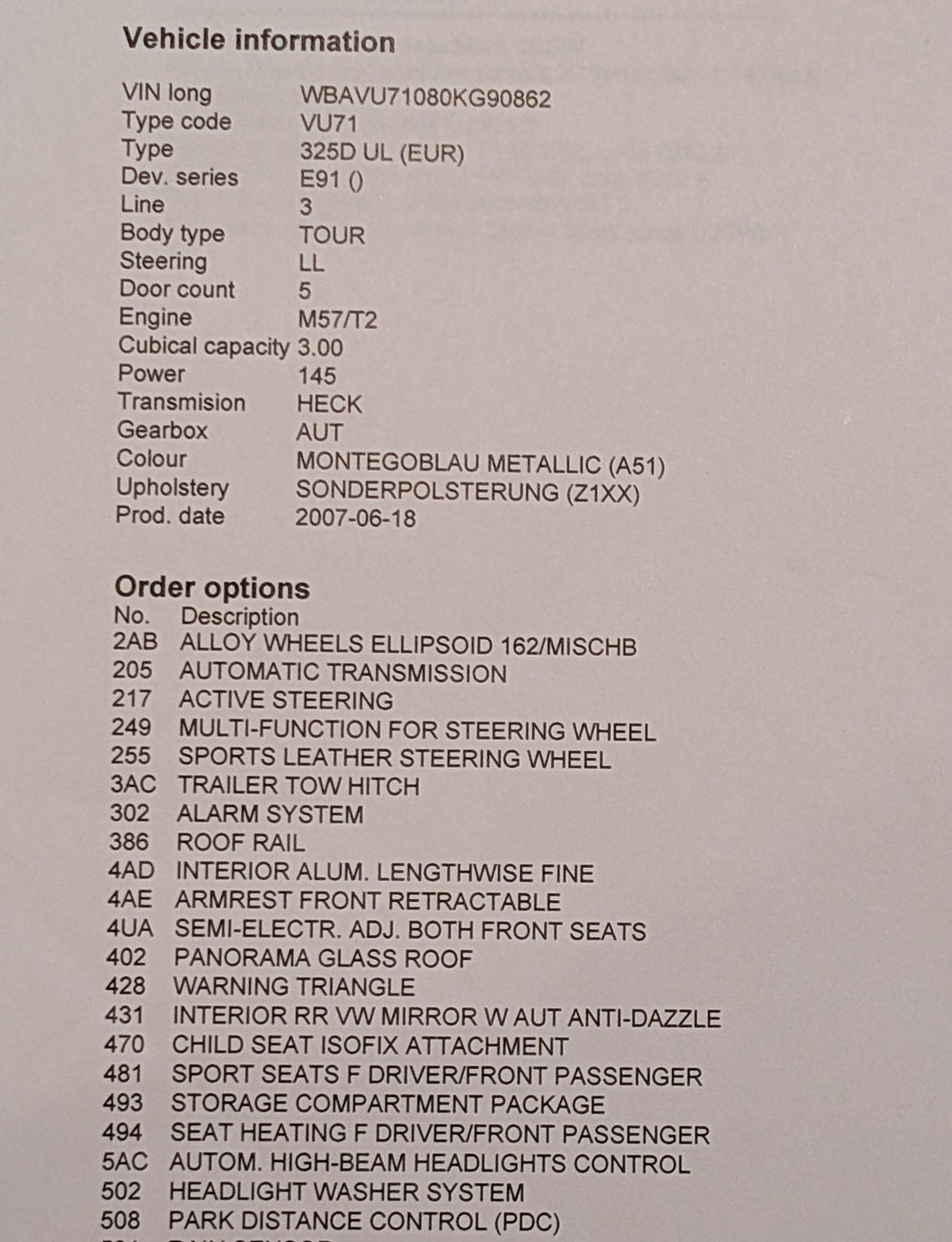 BMW 325d Touring Automatic, 6-trins, 197ps, 2007