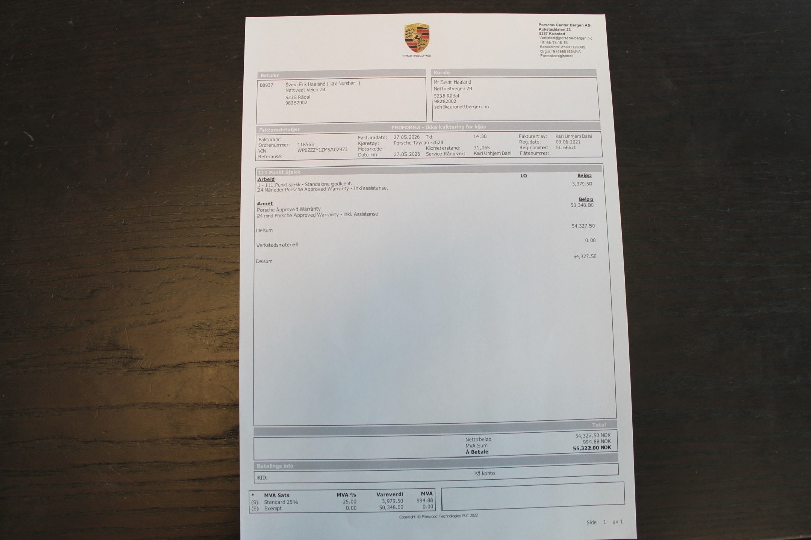 Porsche Taycan Direct Drive/automatisk, 2-trinn, 326hk, 2021