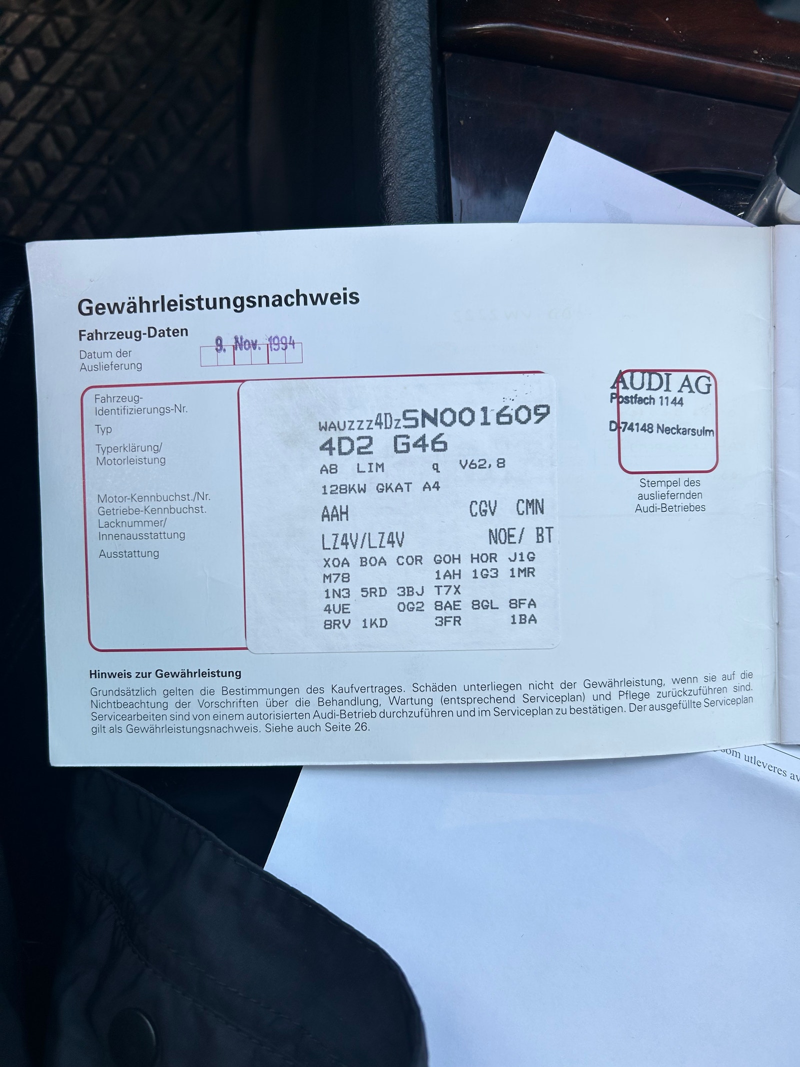 Audi A8 2.8 V6 quattro Automatic, 4-trins, 174ps, 1995