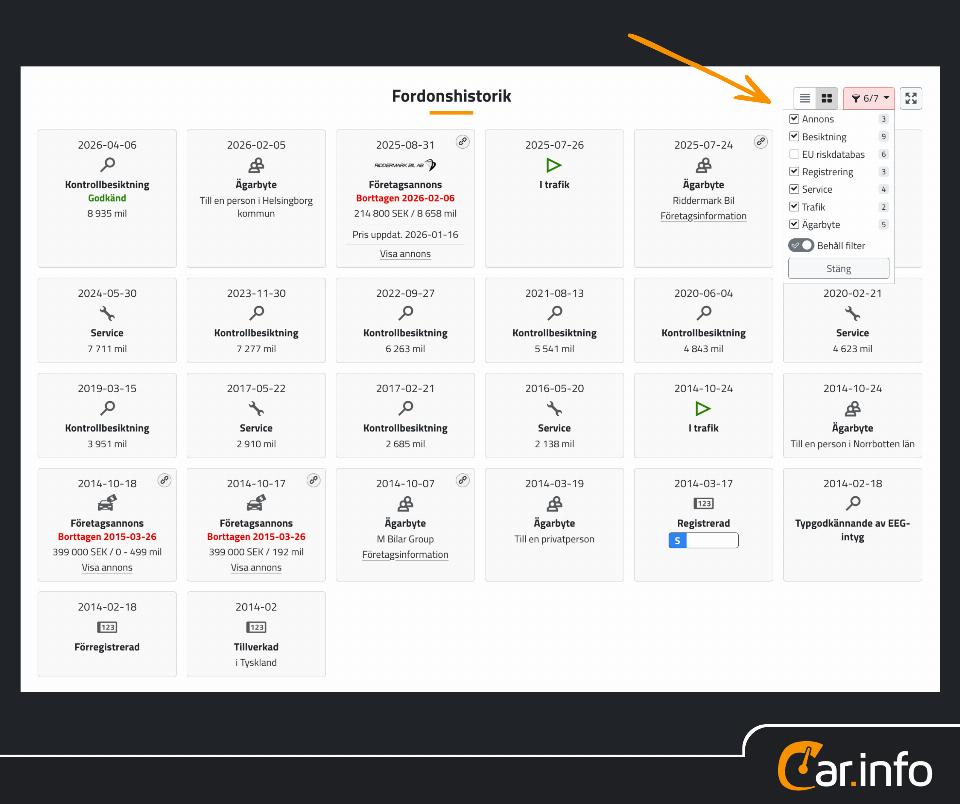 Skräddarsy din fordonshistorik – ny smart filterfunktion!